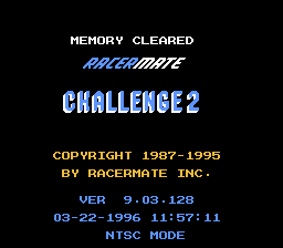 Racermate Challenge II title screen for NES
